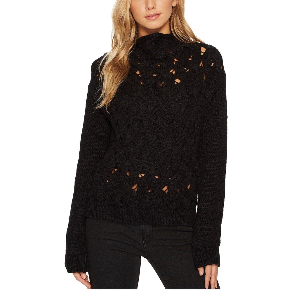 Joe’s Jeans black open cable knit ‘Aubree’ sweater (M)